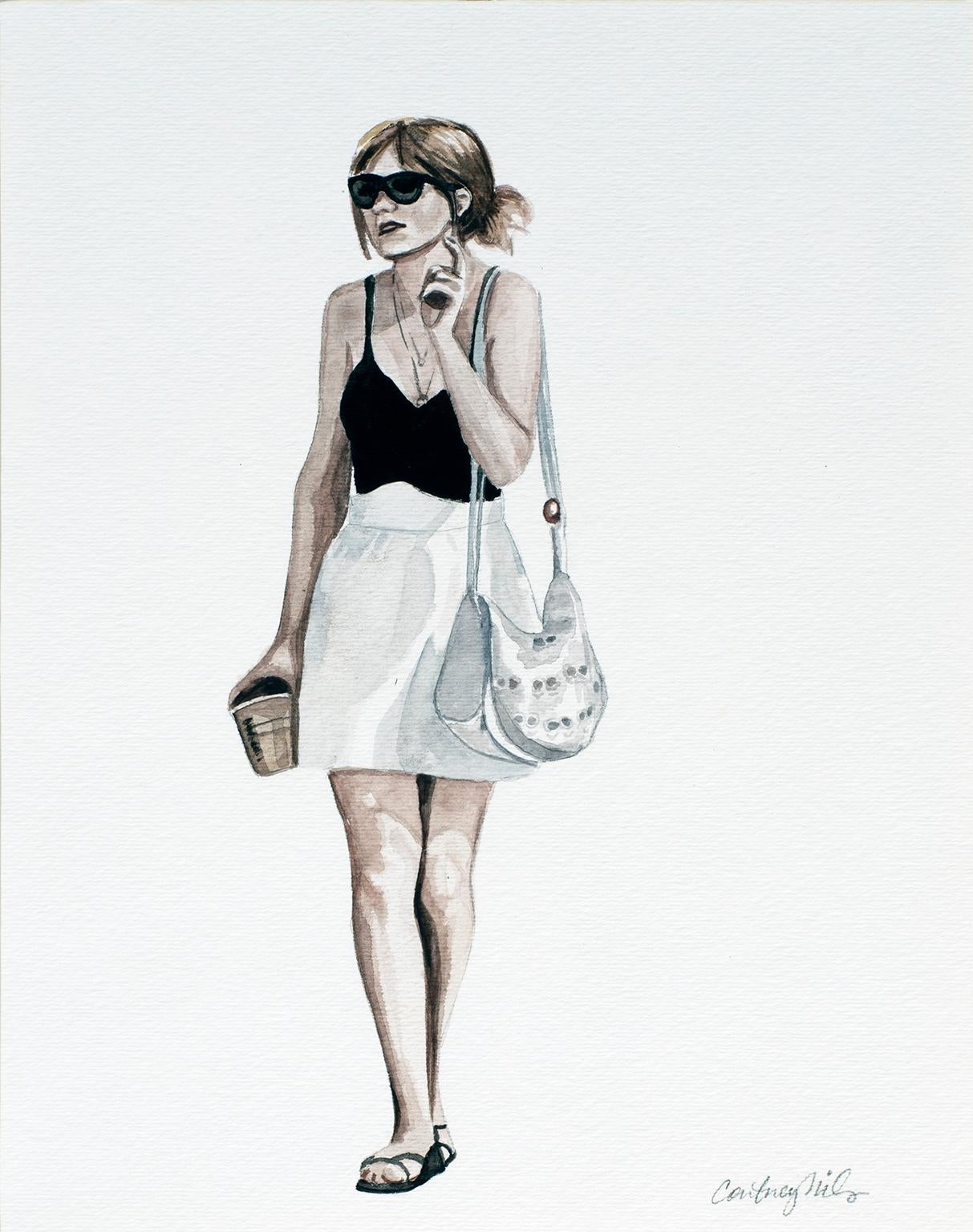 Courtney Incognito 018, Realist fashion painting. Gouache and graphite on paper - Art by Courtney Miles