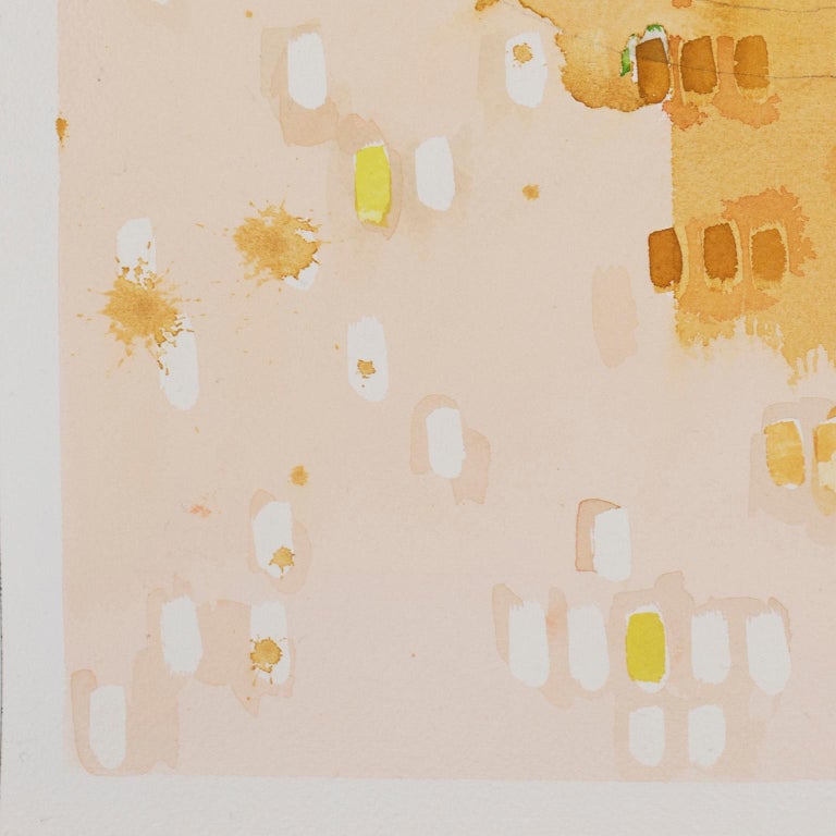 Waning Gibbous “Gratitude” by Lori Fox. Abstract watercolor on paper. Yellows For Sale 5