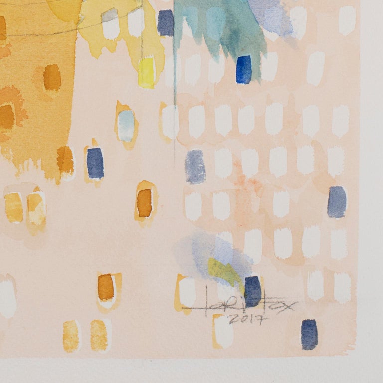 Waning Gibbous “Gratitude” by Lori Fox. Abstract watercolor on paper. Yellows For Sale 6