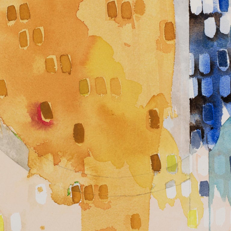 Waning Gibbous “Gratitude” by Lori Fox. Abstract watercolor on paper. Yellows For Sale 2