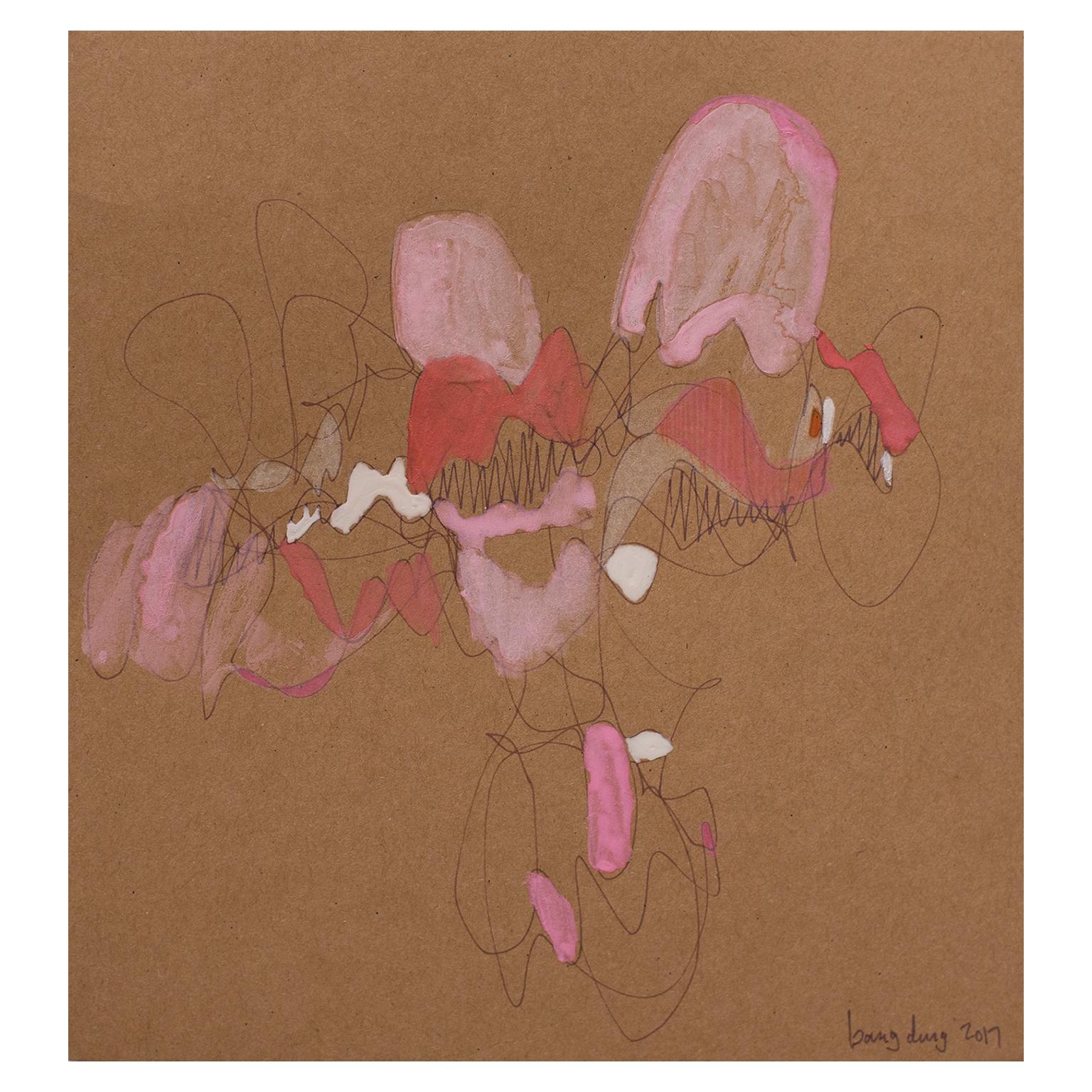 Filling the Brown - Square 16, Pink Transparent by Bang Dang. Abstract with pink For Sale 1