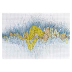 Pacing Yellow on Grid by Bang Dang. Yellow & Blue color pencils and pastels