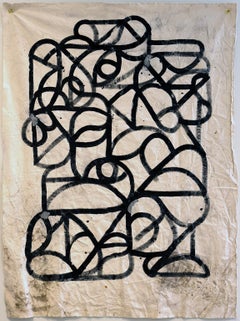 The Sumbolic System. Abstract Black acrylic paint & dirt on raw canvas Wabi-sabi