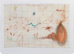 Dancing Brown Lines on Grid. Abstract study of pastel colors 
fine lines