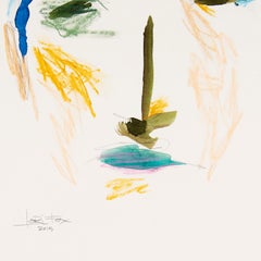 Face 014 by Lori Fox. Mixed media. Watercolor, oil pastel and graphite. Blue