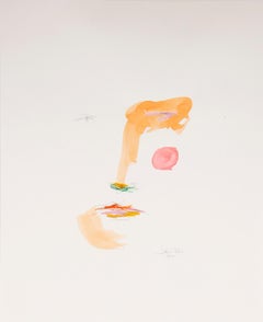 Face 025 by Lori Fox. Mixed media. Watercolor, oil pastel and graphite. Coral