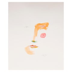 Face 025 by Lori Fox. Mixed media. Watercolor, oil pastel and graphite. Coral