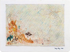 Corner Orange on Grid by Bang Dang. Abstract study. Orange, lime green, blue