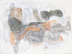Gray and Orange Massing by Bang Dang. Abstract mixed media on paper. Grey