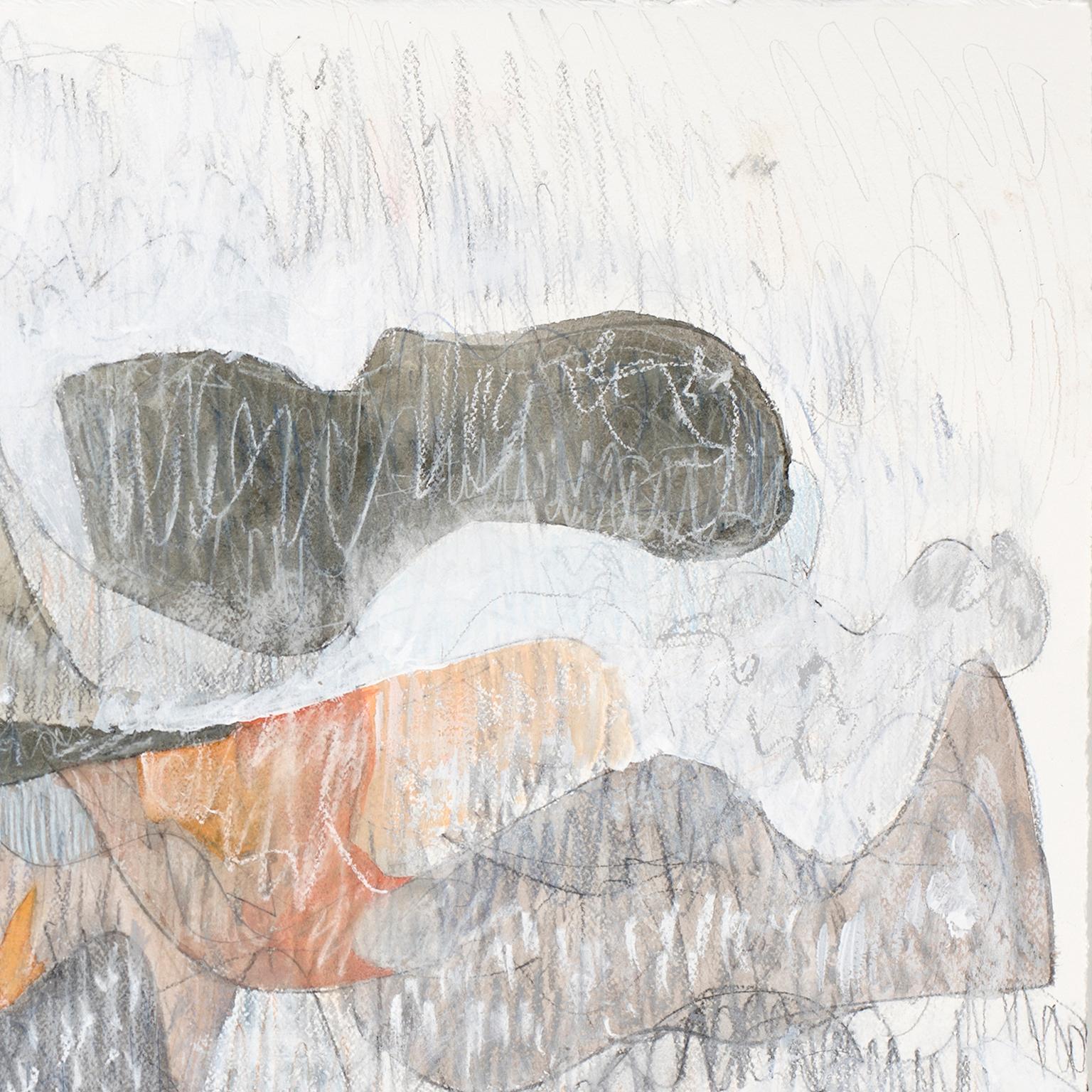 Gray and Orange Massing by Bang Dang. Abstract mixed media on paper. Grey For Sale 2