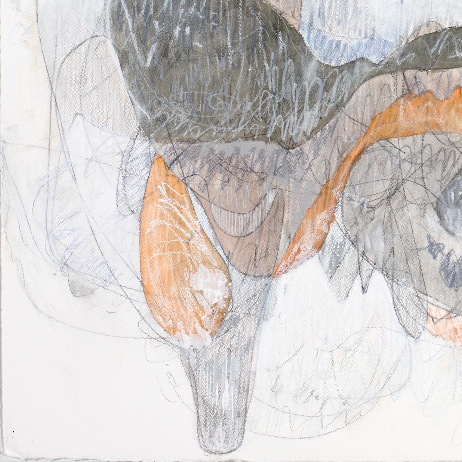 Gray and Orange Massing by Bang Dang. Abstract mixed media on paper. Grey For Sale 3