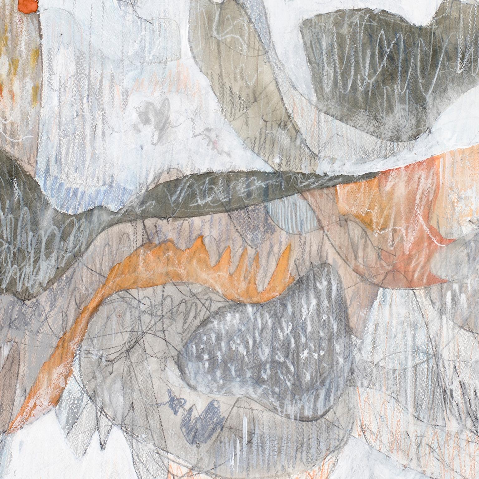 Gray and Orange Massing by Bang Dang. Abstract mixed media on paper. Grey For Sale 5
