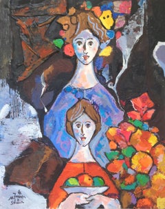 Dos Mujers,  Original Oil & Mixed Media on Canvas by Torner de Semir