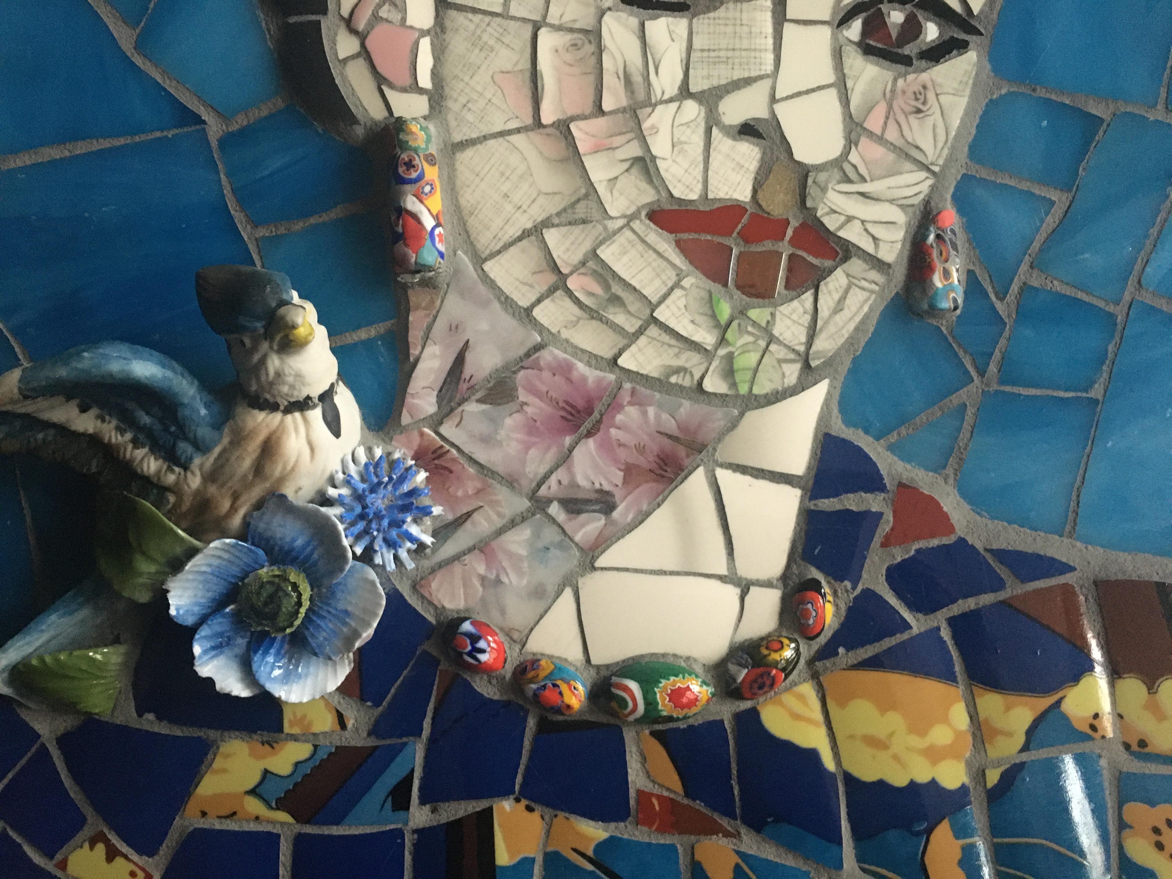 Frida Kahlo No.3, Recycled ceramic mosaic by English Artist Susan Elliott 3