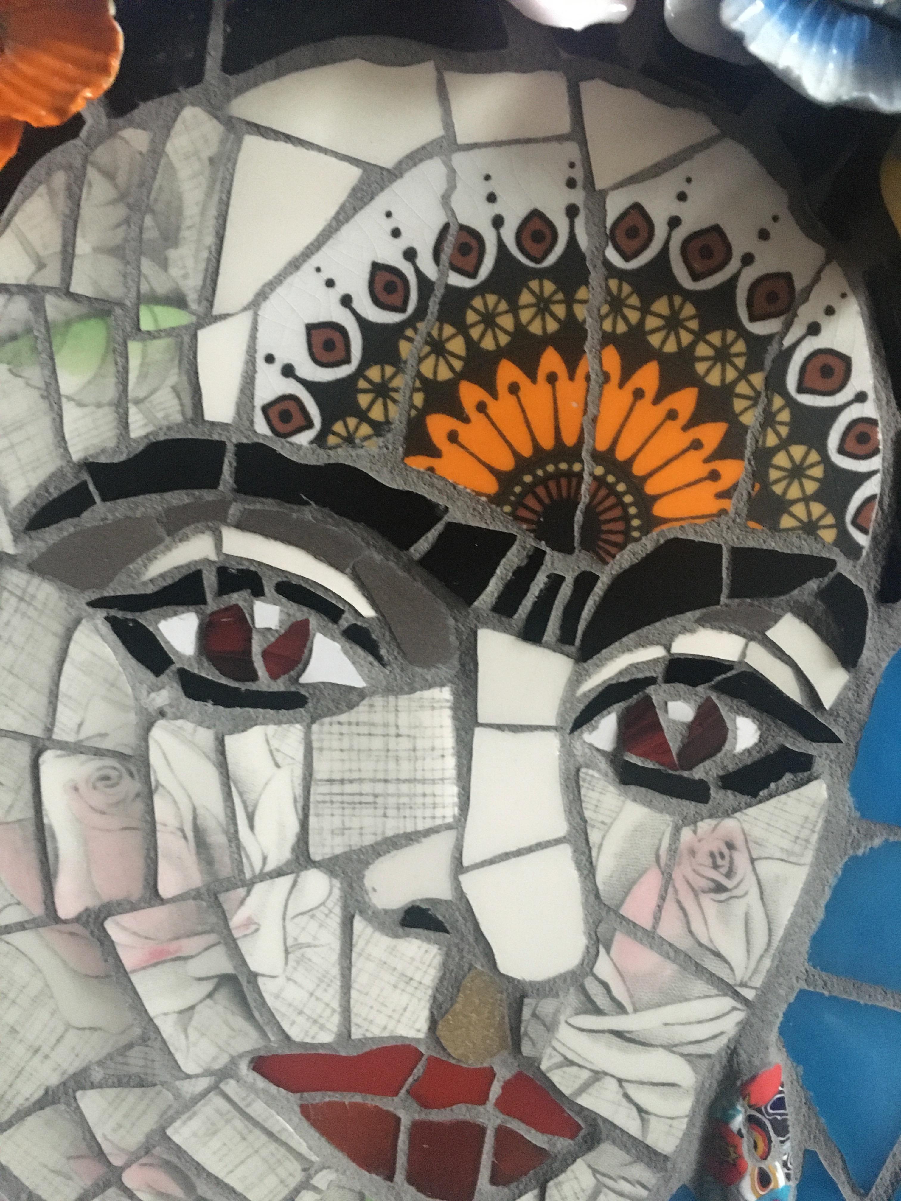 Frida Kahlo No.3, Recycled ceramic mosaic by English Artist Susan Elliott 5