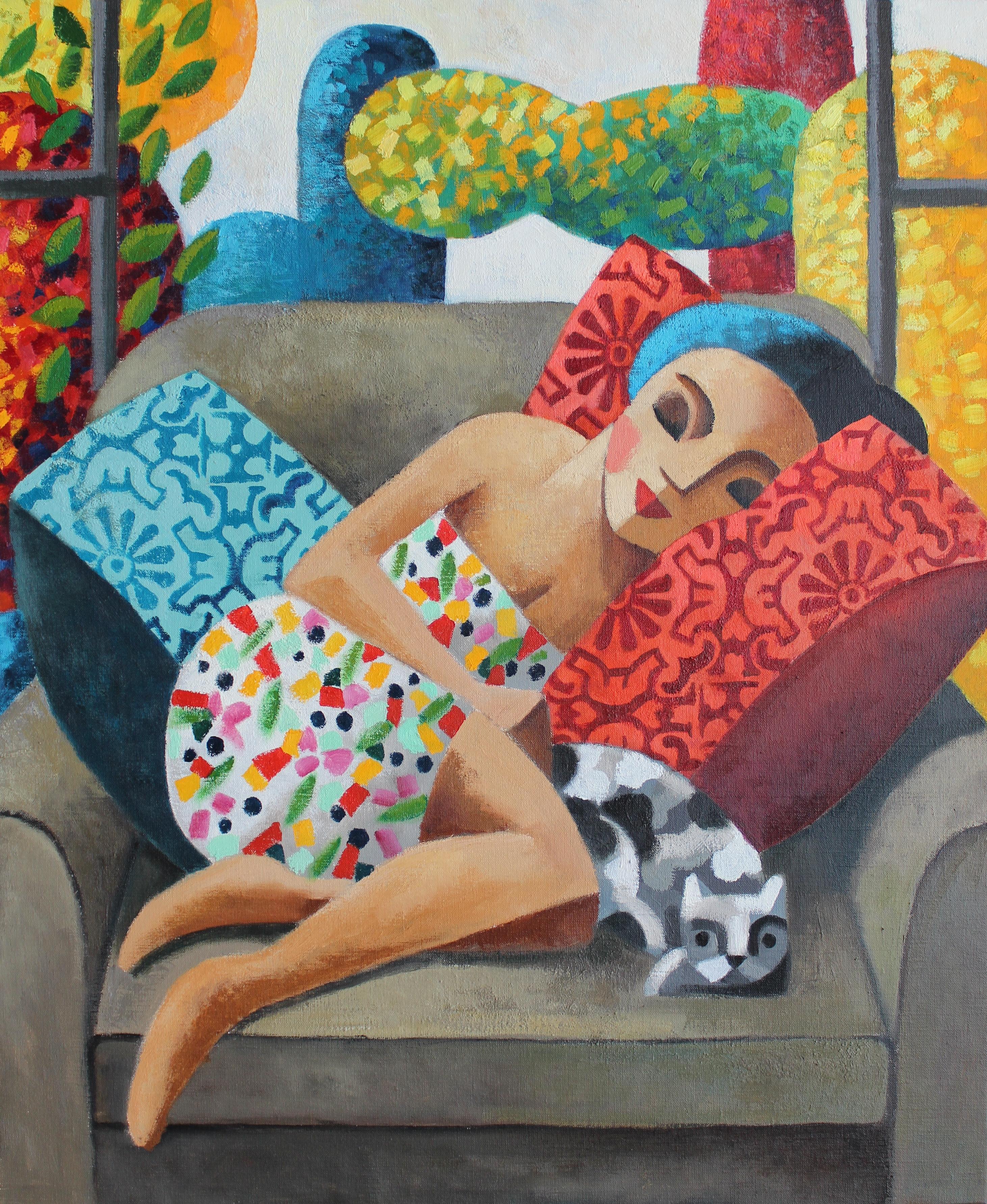 Didier Lourenço Interior Painting – Los Dos:: Original-Ölgemälde des spanischen Künstlers Didier Loureno
