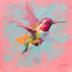 Humming Bird- Pink - Oil painting by  English Artist Jamel Akib