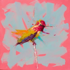 Humming Bird No.2- Pink - Oil painting by  English Artist Jamel Akib