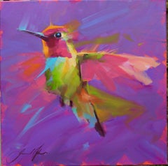 Small Humming Bird- Purple-No.2 - Oil painting by  English Artist Jamel Akib