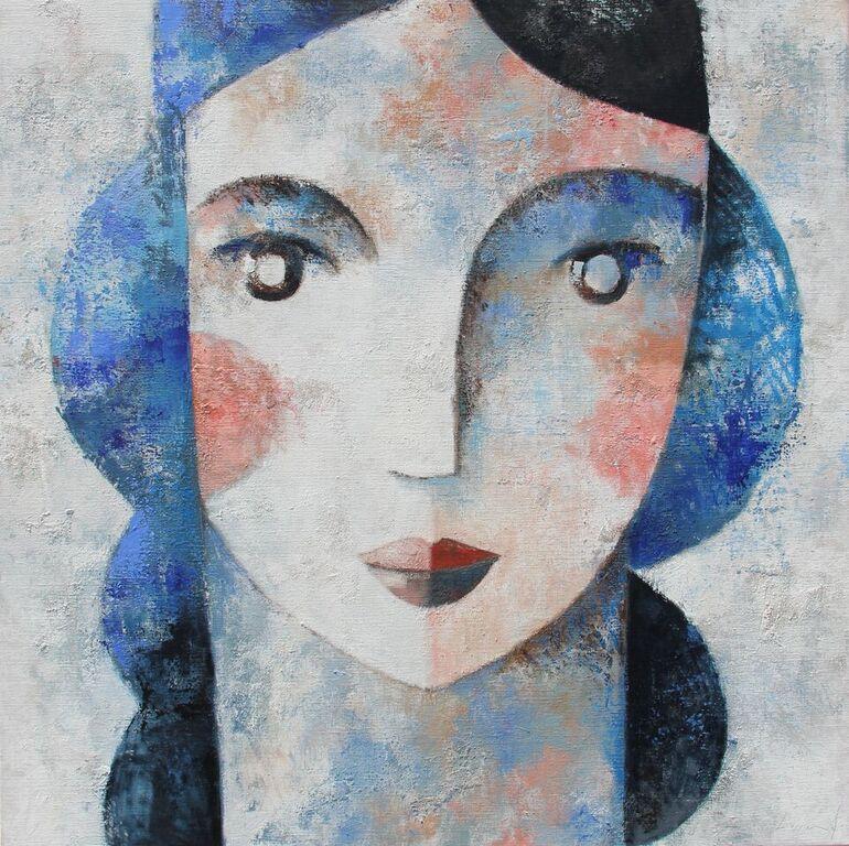 Didier Lourenço Interior Painting - Face and Blue