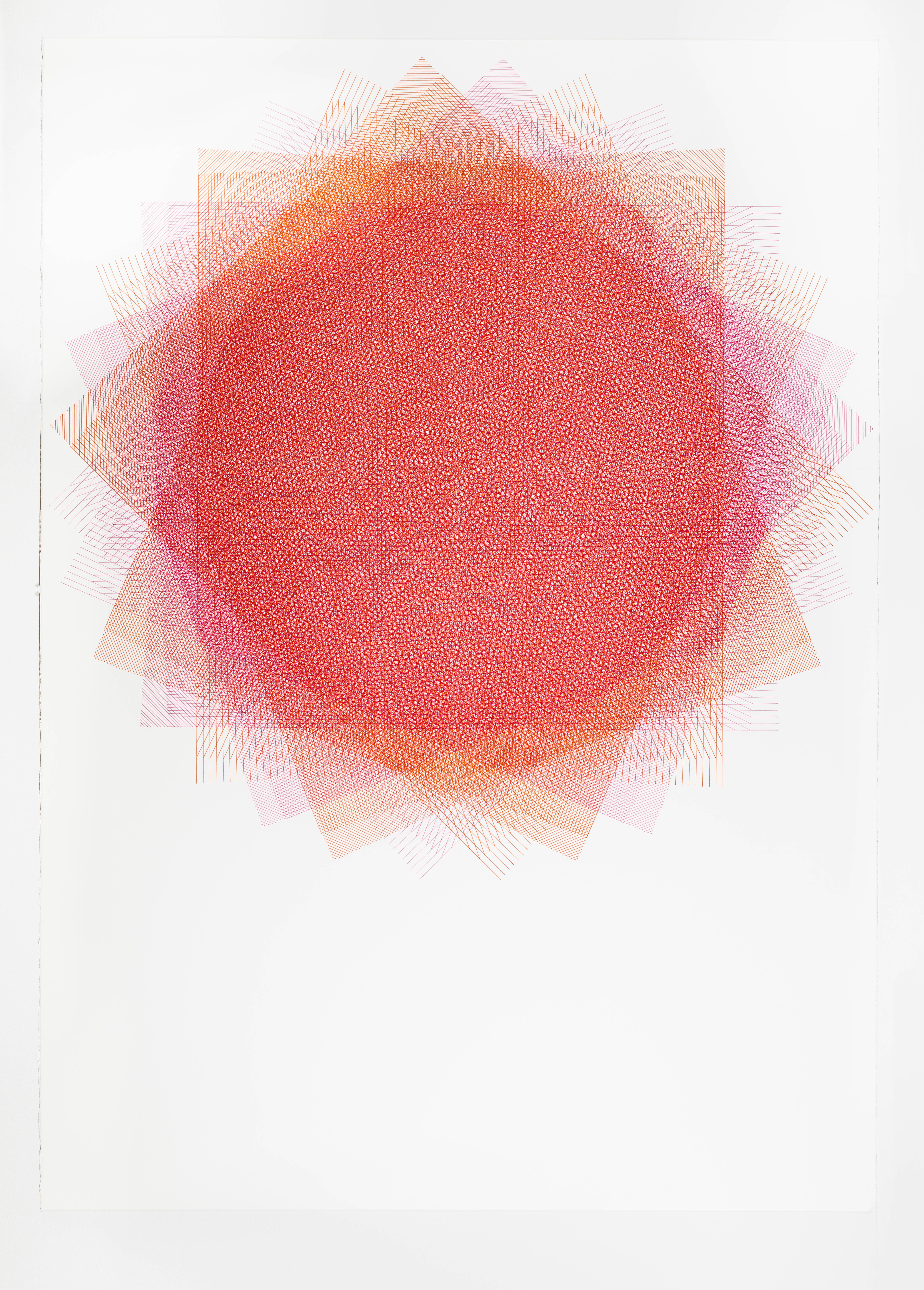 Sara Eichner Abstract Drawing - 32 Layers , Pink and Orange