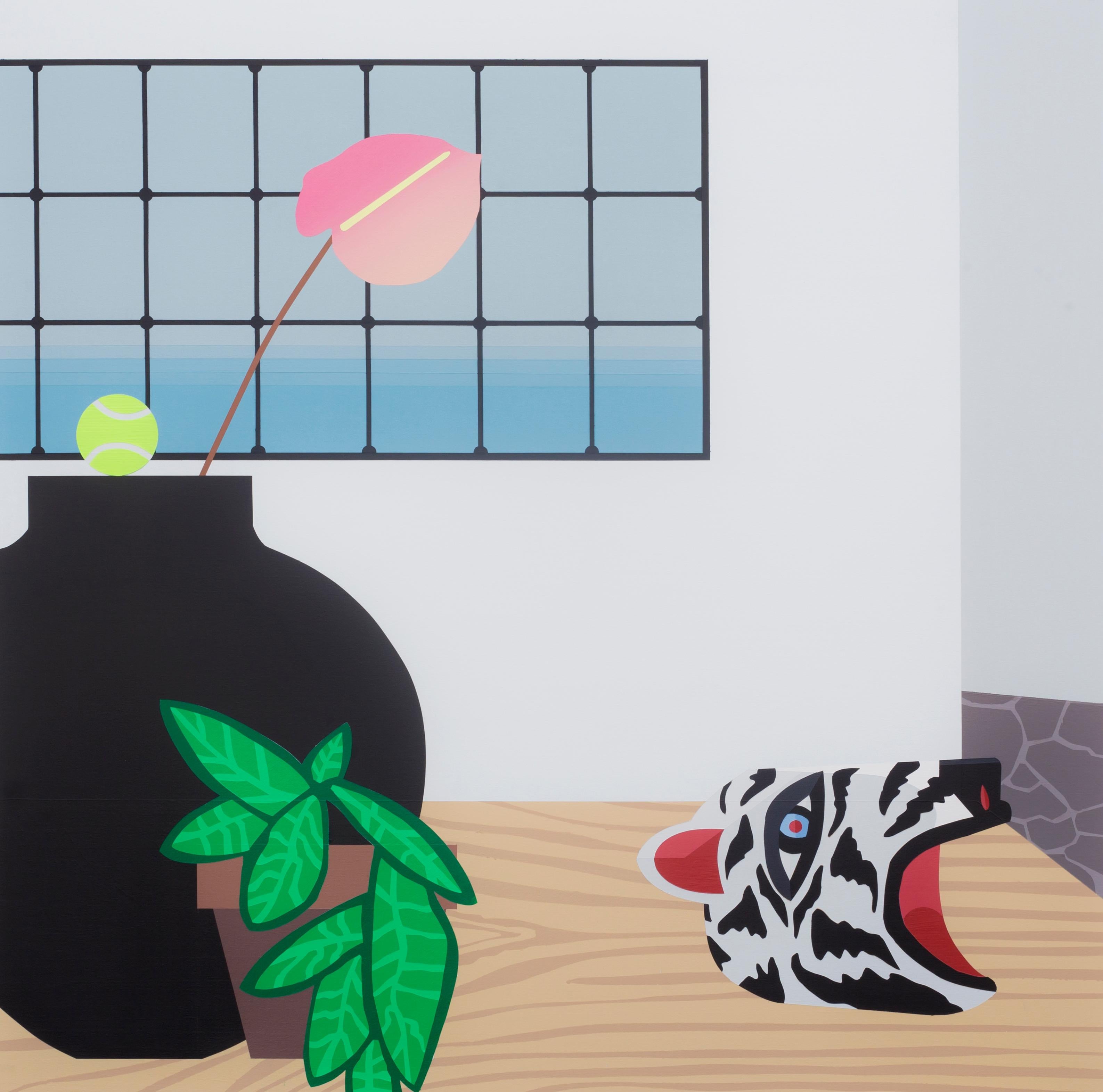 Interior Painting Charlie Quezada - Tig-Bear édenté avec Anthurium rose