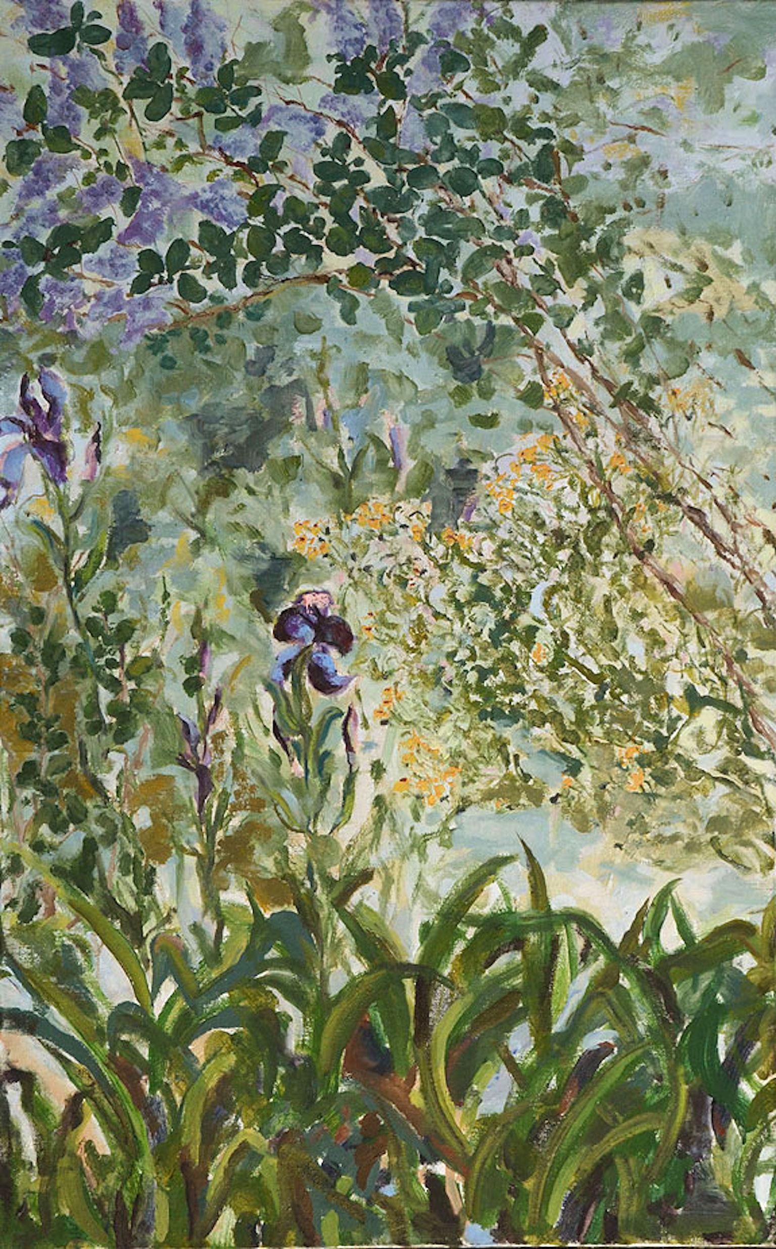 Gianne de Genevraye Landscape Painting - Blue Contemporary Floral French Riviera Contemporary Ceanothus and Iris 