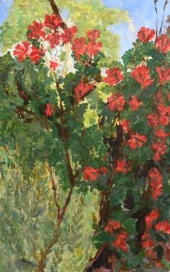 Red Bignonia, 21st Century, Contemporary, Oil Paint, Landscape Painting