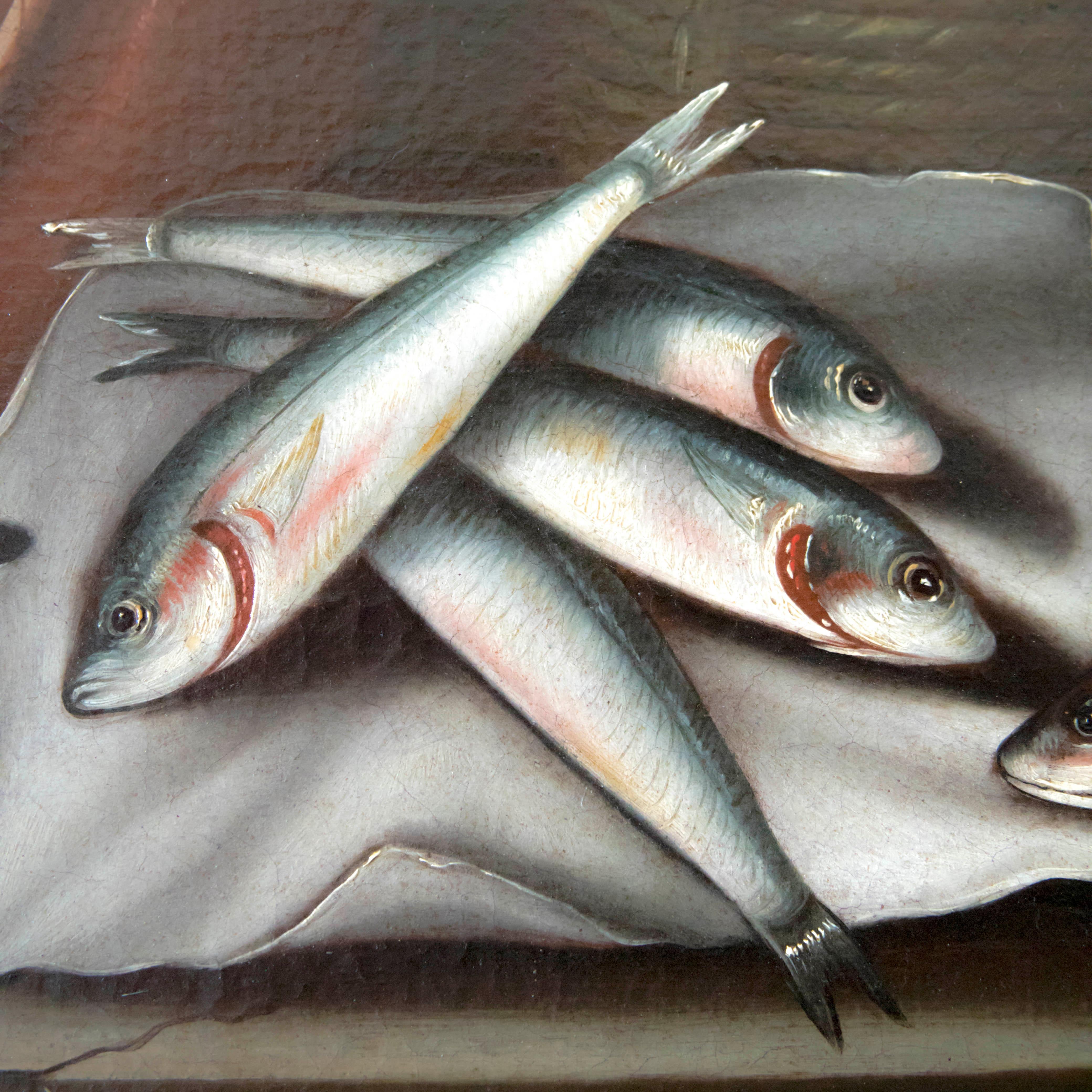 Pair of Italian Still Life (Fish) — Italian Painter - Romantic Painting by Ludovico Soardi