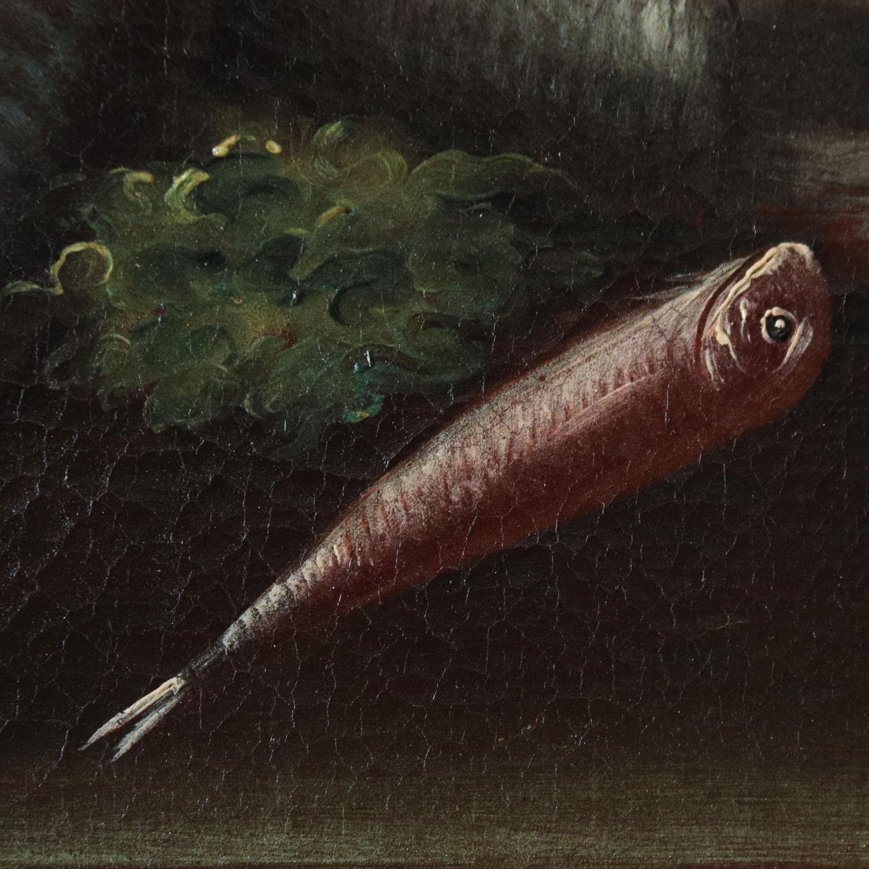 Pair of Italian Still Life (Fish) — Italian Painter - Black Still-Life Painting by Ludovico Soardi