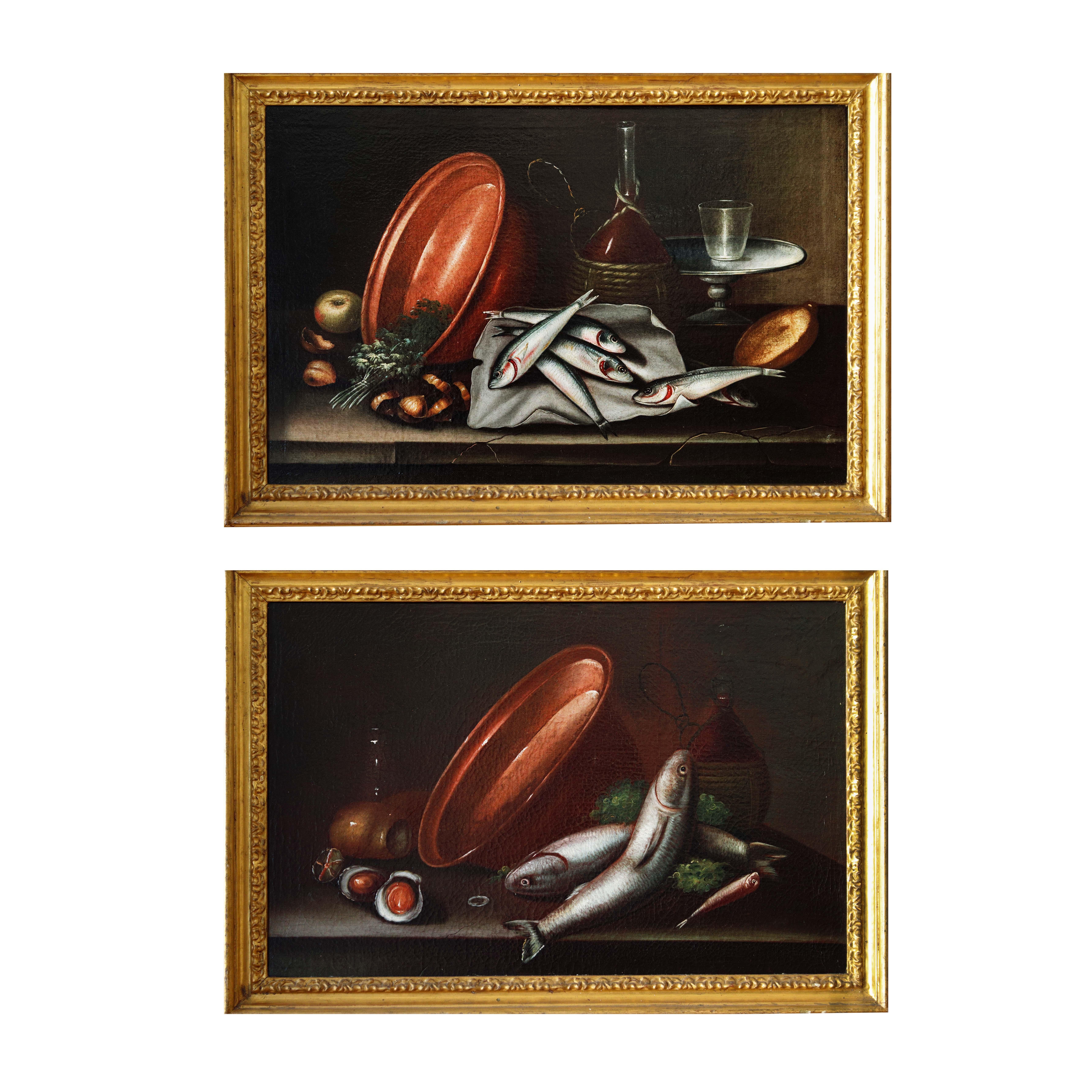 Ludovico Soardi Still-Life Painting - Pair of Italian Still Life (Fish) — Italian Painter