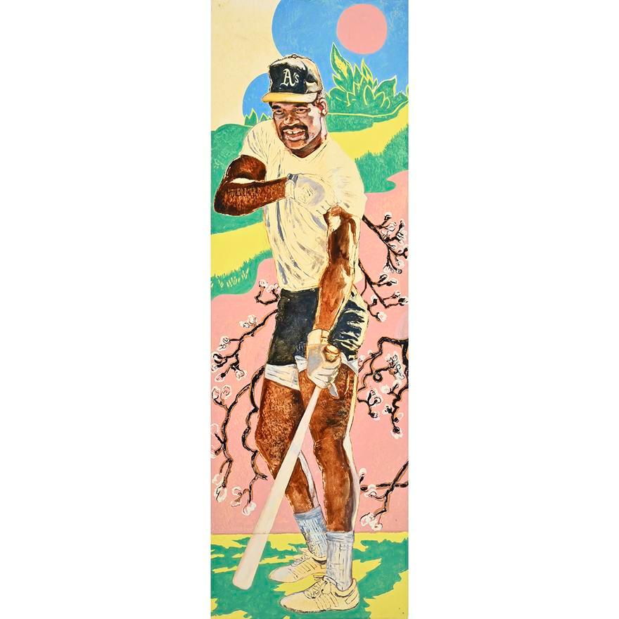 Portrait di CAITLIN MITCHELL-DAYTON - Ritratto ad acquerello di Dave Henderson degli Oakland A's, "Ottobre è ora, Hendu