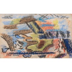 Erle Loran mixed media drawings of landscapes, set of 6