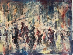 William Arthur Lewis "Fall Rains, 1954" Street Scene Watercolor and Ink on Paper