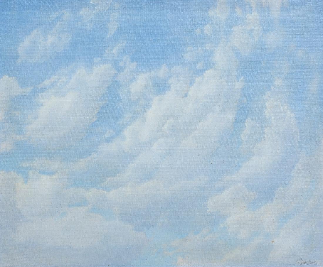 Jan Harr 'Cloud studies' oil on canvas painting