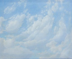 Vintage Jan Harr 'Cloud studies' oil on canvas painting