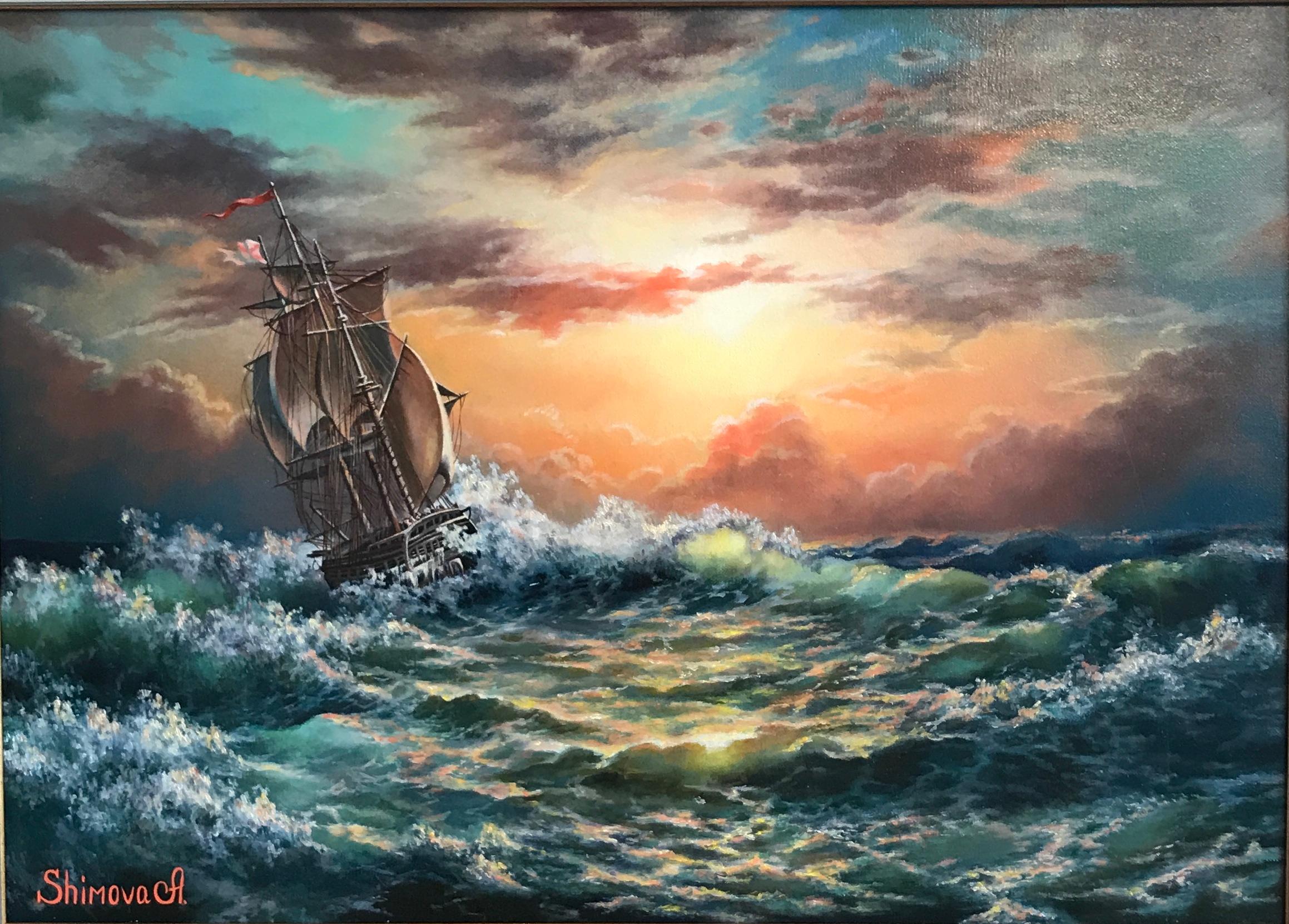 stormy ocean painting