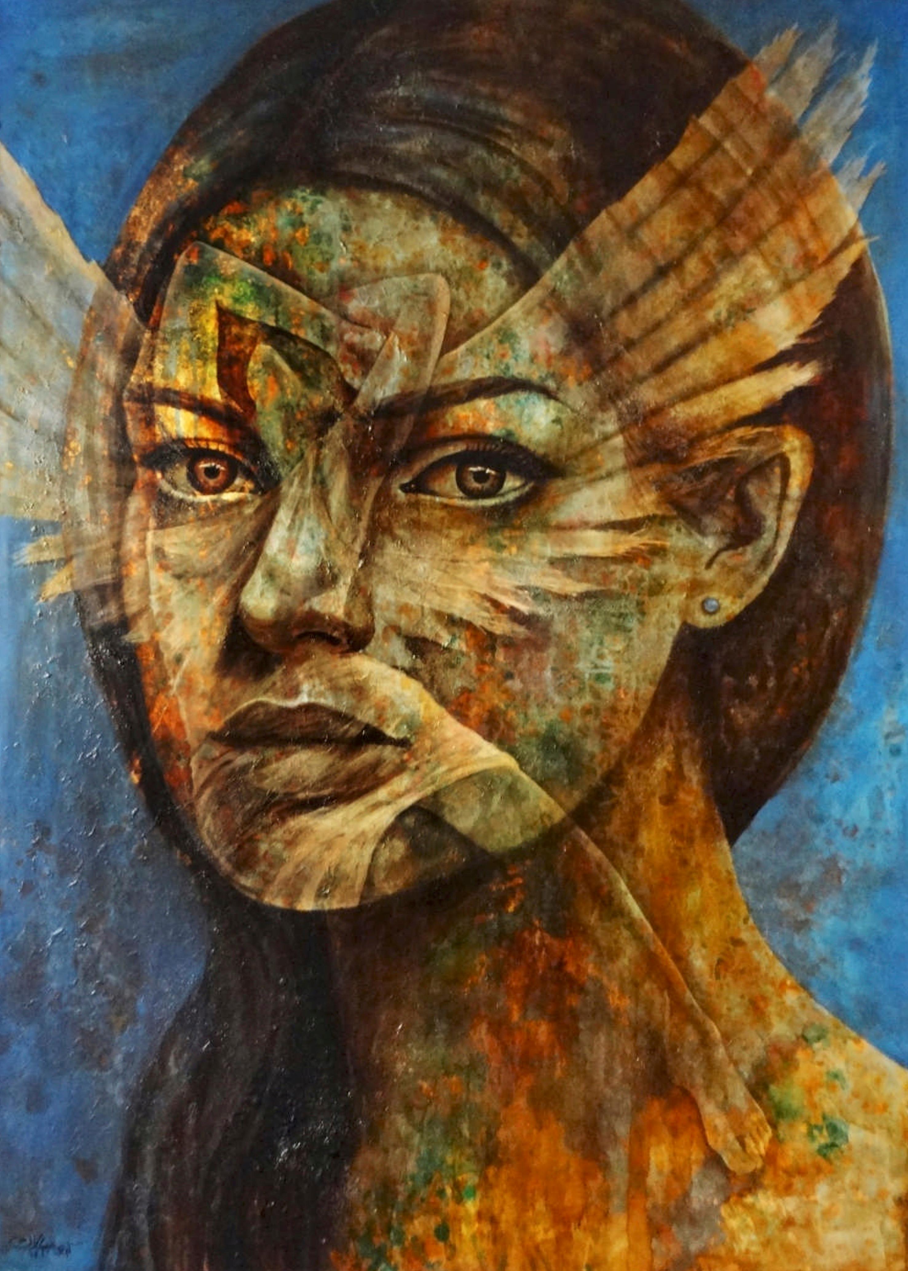 "The Face" Mixed media Painting 71"x47" inch by Karim Abd Elmalak