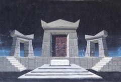 "King Lear" Watercolor on carton Painting 9" x 13" inch by Salah Abdel Kerim