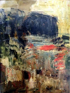 « Abstract Composition » - Peinture à l'huile 19"" x 13" de Tahia Halim