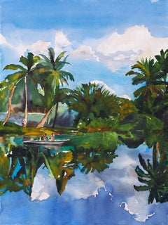 "Pêcheurs à Matanzas" Peinture à l'aquarelle 29.5" x 22" inch par Anna Antonova