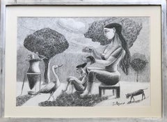 "Grooming" (FRAMED) Drawing 14.5" x 20.5" inch by Omar Abdel Zaher