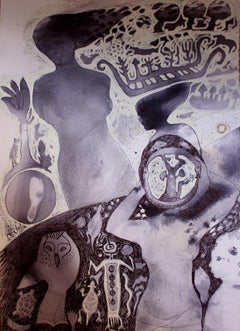 Abstraktes Gemälde „Ethereum“ 14" x 10" Zoll von Amal Nasr
