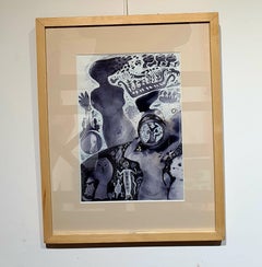 "Ethereum" (FRAMÉ) Peinture abstraite 14" x 10" pouces par Amal Nasr