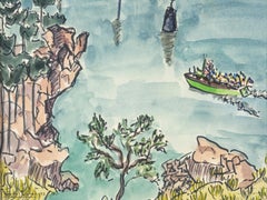 Landschafts-Aquarellgemälde „Brehal IV“, 10" x 14" Zoll, von Inji Efflatoun