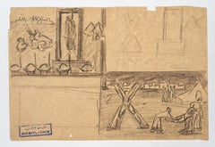 "Dinshaway Massacre VI" Pencil on Paper Drawing 7.5" x 11" in by Inji Efflatoun