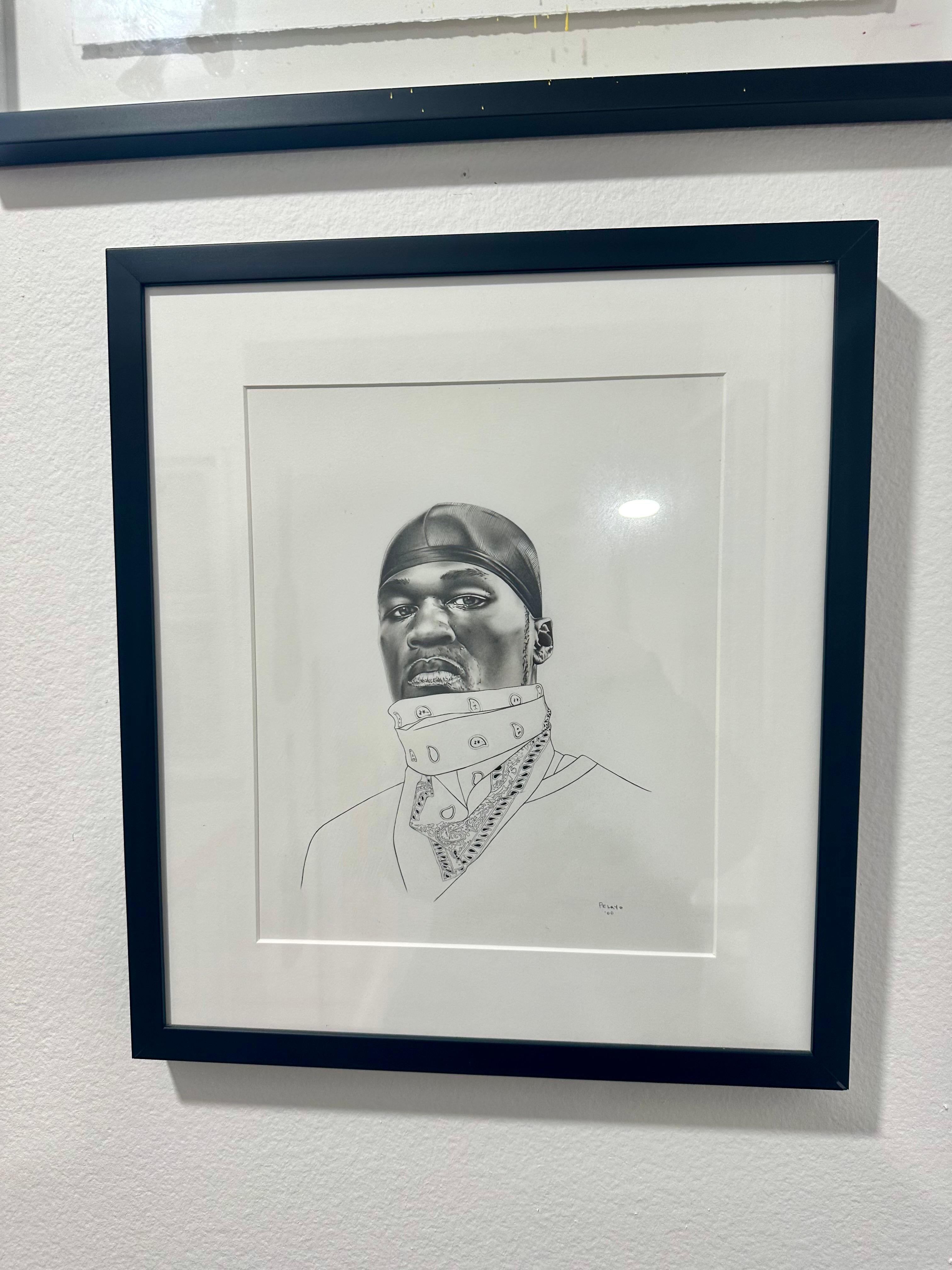 „50“ (FRAMED) 50 Cent Porträt-Bleistiftzeichnung 17