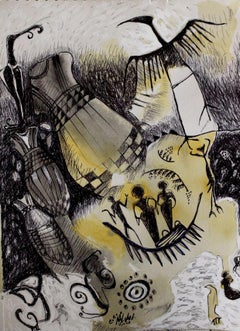 "Volo" Pittura astratta (TELA) 10" x 7" pollici di Amal Nasr