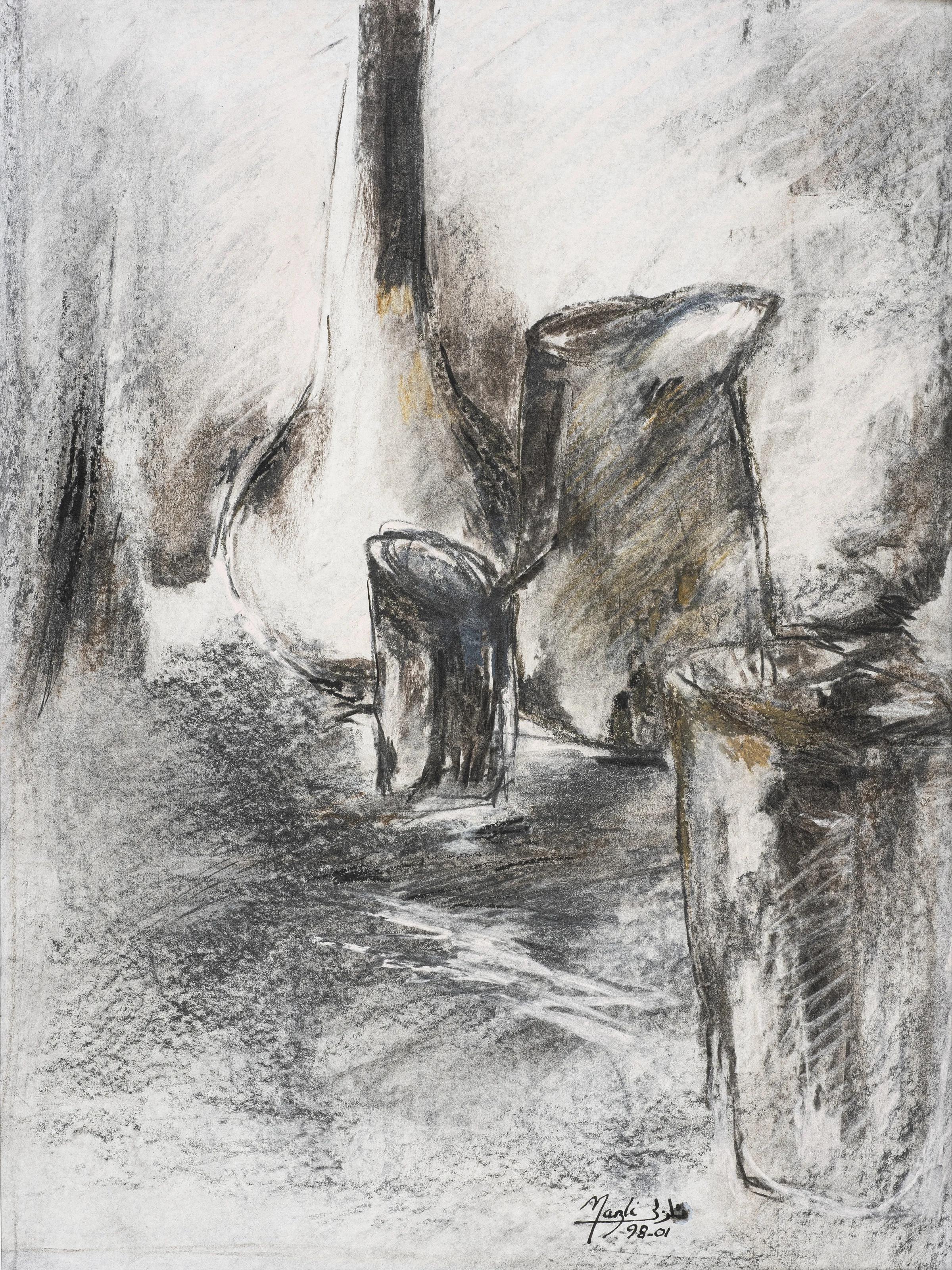 "Naturaleza muerta" Dibujo abstracto 20" x 12" pulgadas por Nazli Madkour