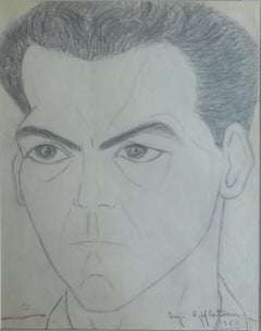 "Prison Portrait" Portrait Drawing 14" x 10" in (1960) by Inji Efflatoun